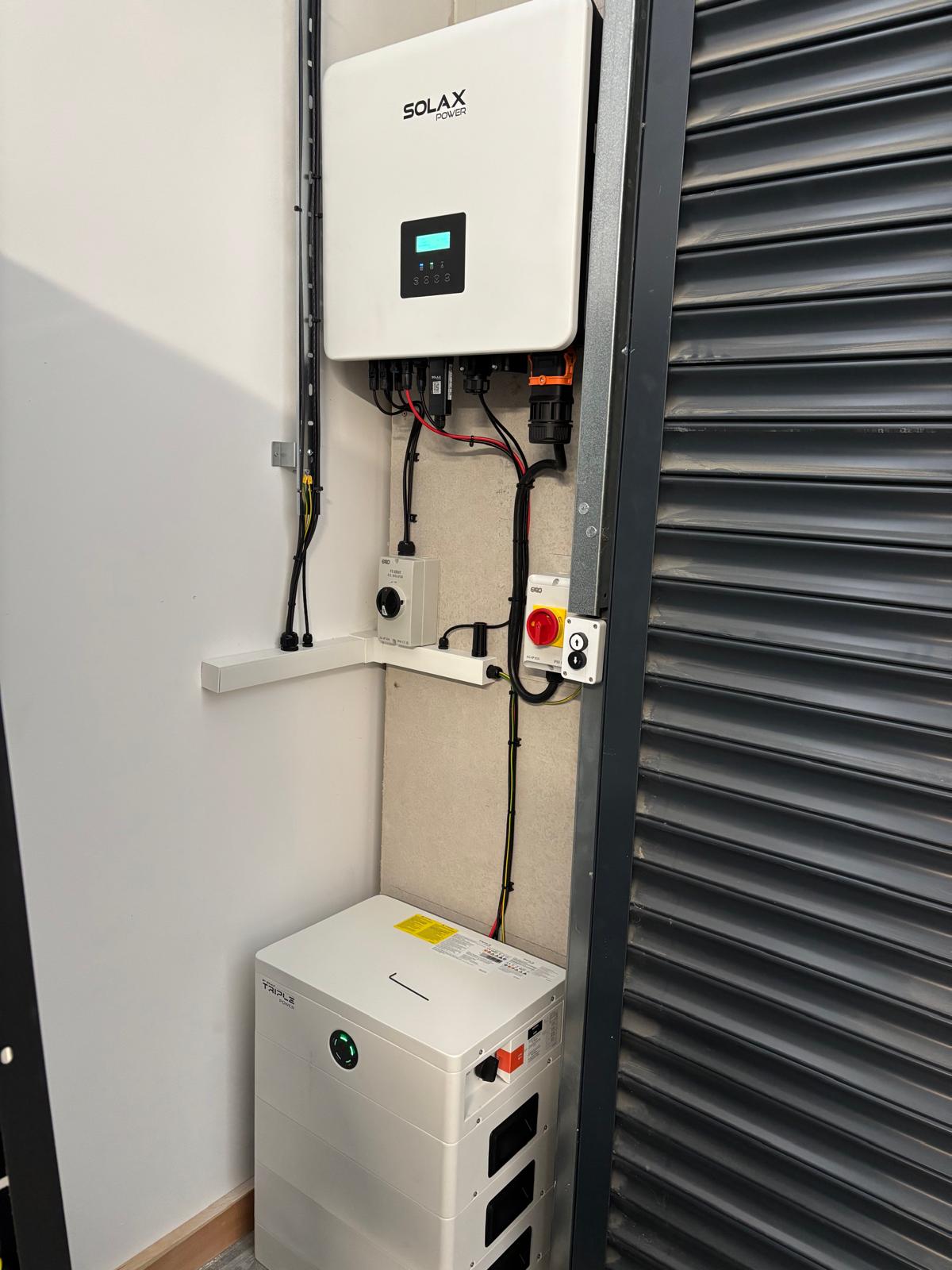 SolaX inverter and triple-battery storage stack installed by WH Renewables