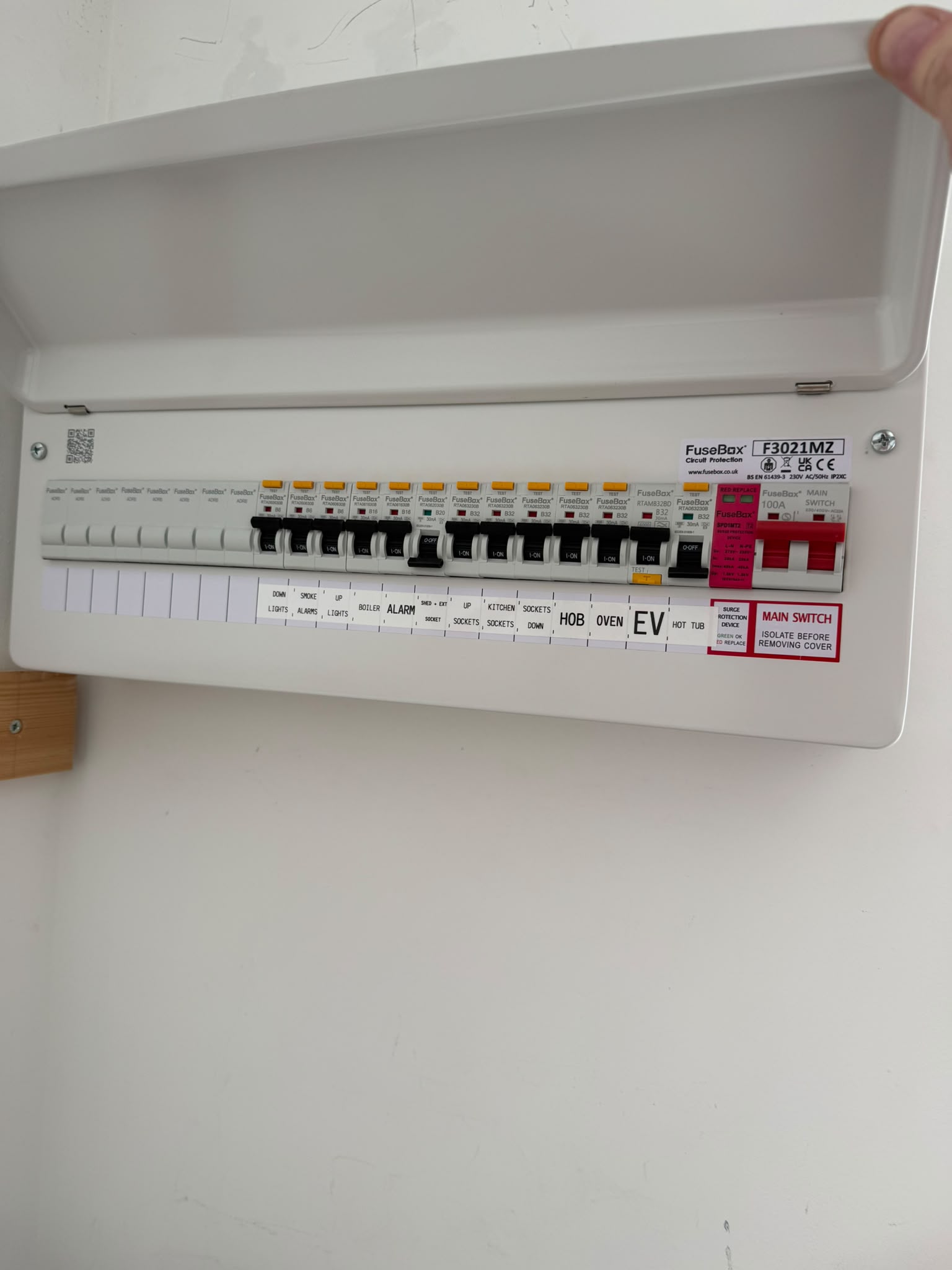 Modern domestic consumer unit installed by WH Renewables